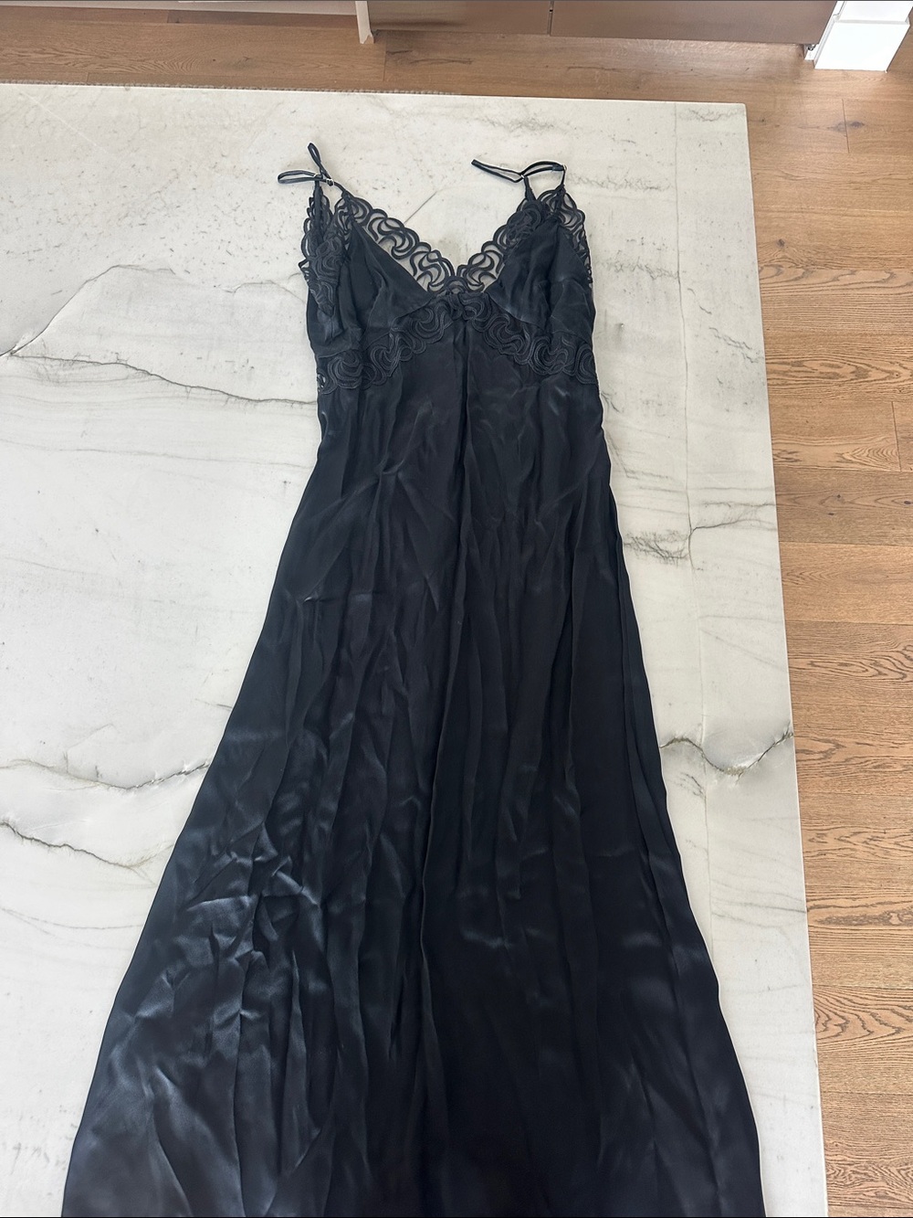 Sandro Black Lace-Trim Maxi Dress